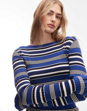 Load image into Gallery viewer, &amp; Other Stories long sleeve textured frill edge top blue stripe