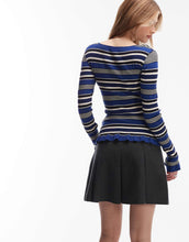 Load image into Gallery viewer, &amp; Other Stories long sleeve textured frill edge top blue stripe