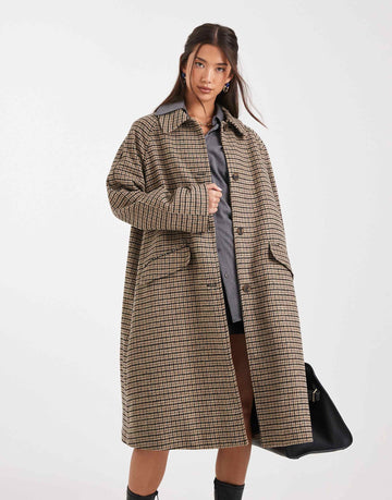 DESIGN quilt lined mid length coat heritage check