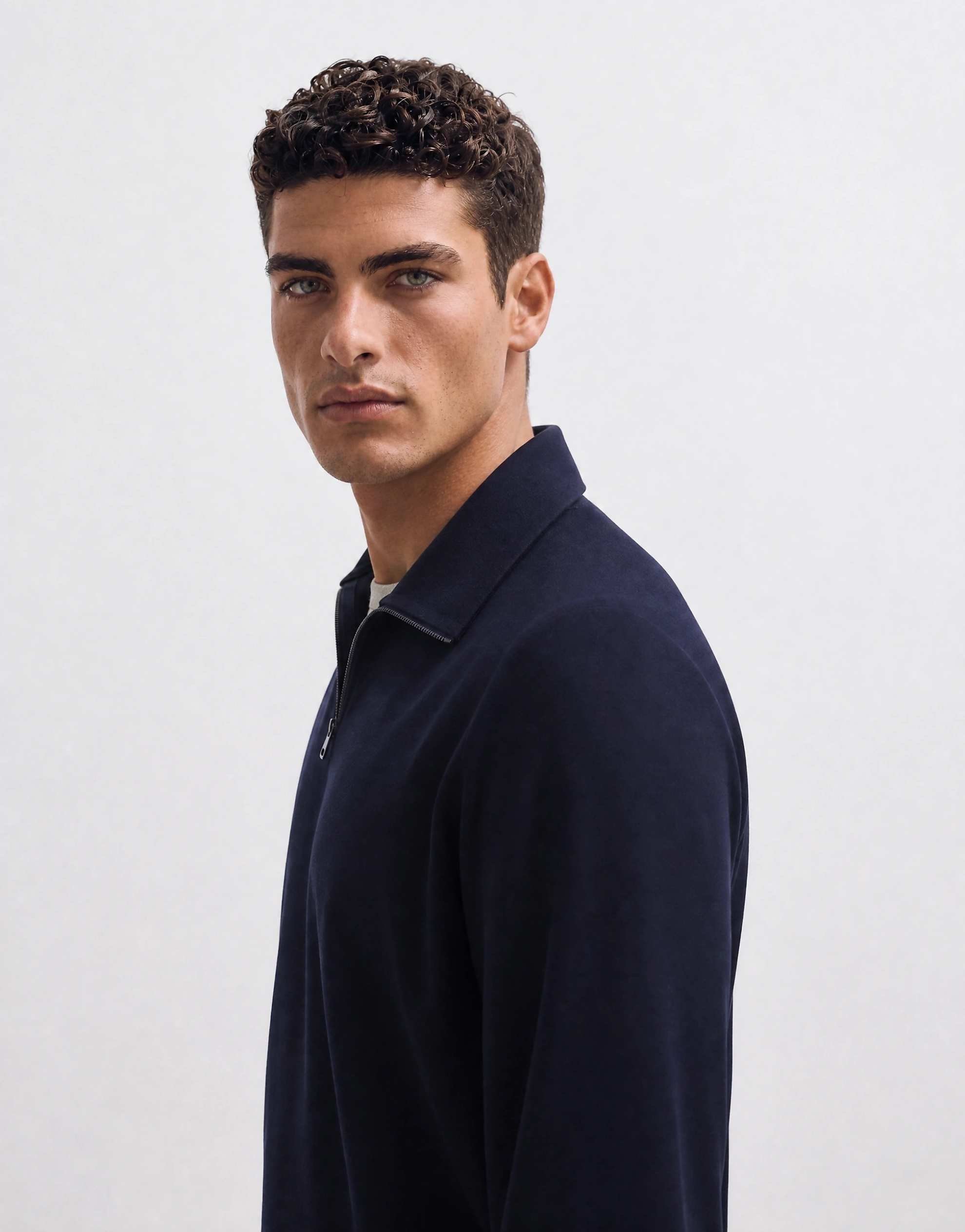 Quarter zip polo top in navy