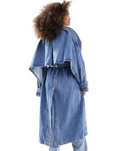 Load image into Gallery viewer, HUGO BLUE denim trench coat mid blue