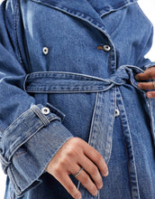 Load image into Gallery viewer, HUGO BLUE denim trench coat mid blue