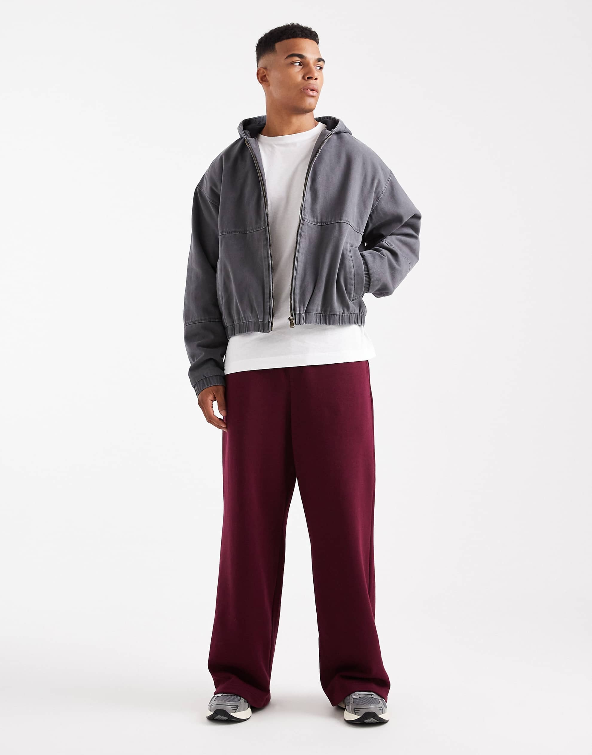 Cotton On cropped hooded bomber washed black