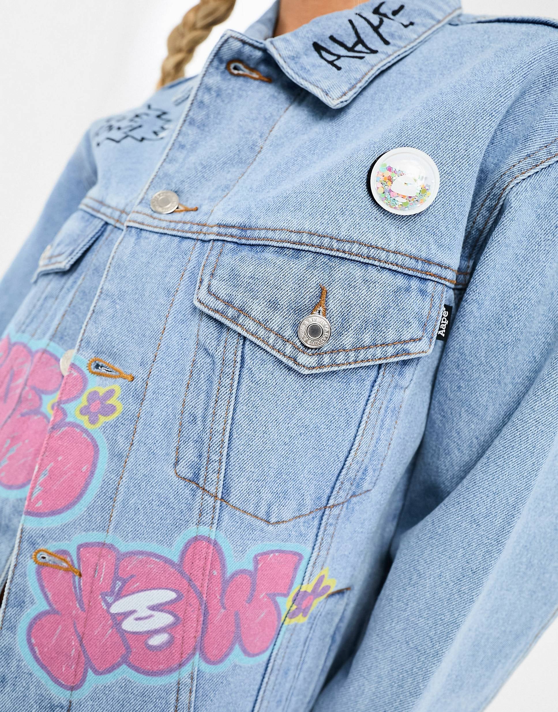 Aape By A Bathing Ape art denim jacket blue