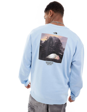 The North Face Camping retro back graphic sweatshirt steel blue