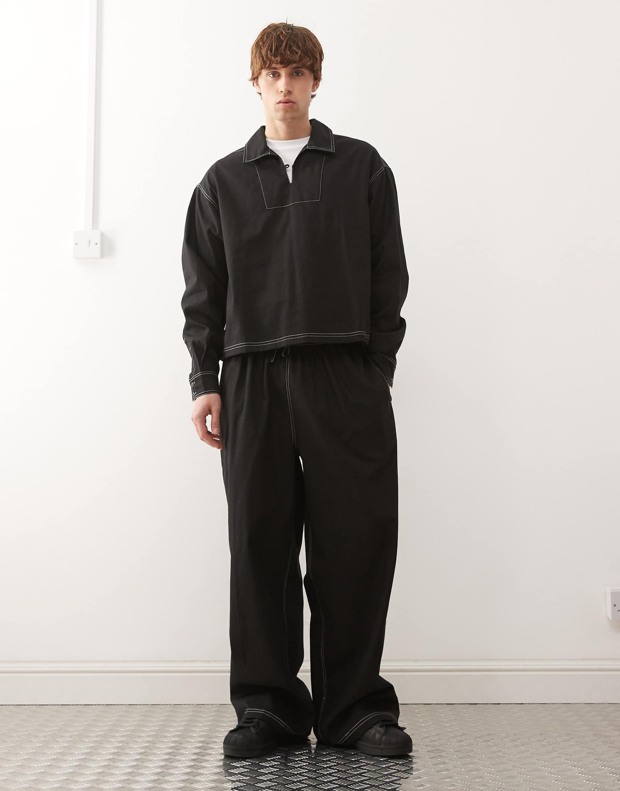 Reclaimed Vintage co-ord contrast stitching black