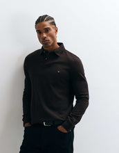Load image into Gallery viewer, Tommy Hilfiger flag logo long sleeve polo shirt brown.
