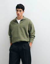 Load image into Gallery viewer, Tommy Jeans waffle relaxed fit quarter-zip sweatshirt khaki