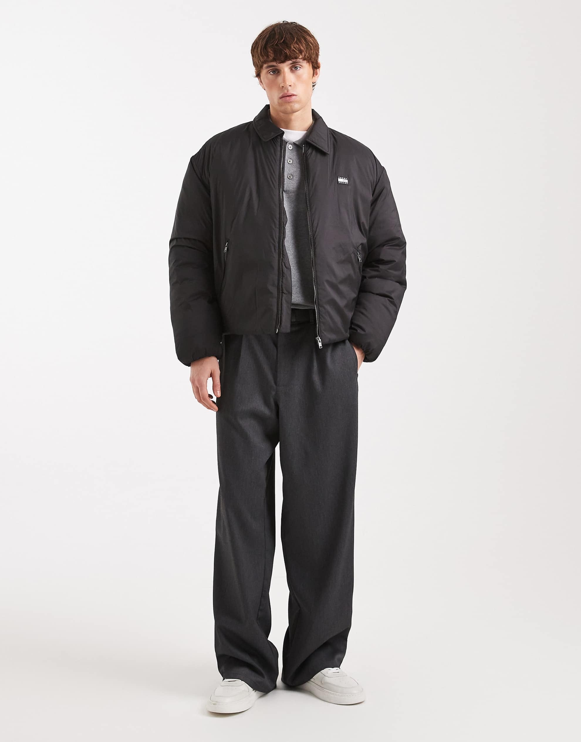 Tommy Jeans padded collar bomber jacket black