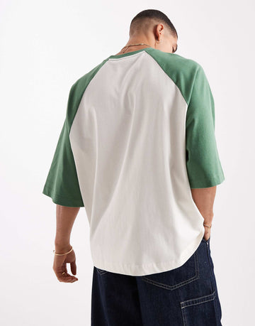 DESIGN heavyweight oversized raglan t-shirt cream