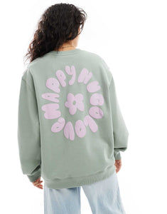 HUGO Blue oversized crewneck sweatshirt light green