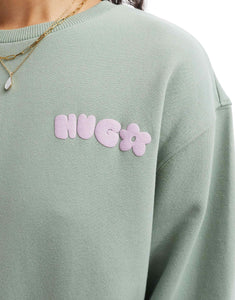 HUGO Blue oversized crewneck sweatshirt light green