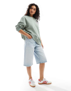 HUGO Blue oversized crewneck sweatshirt light green