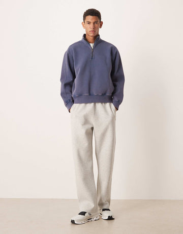 Abercrombie & Fitch YPB 3/4 zip sweatshirt dark washed blue