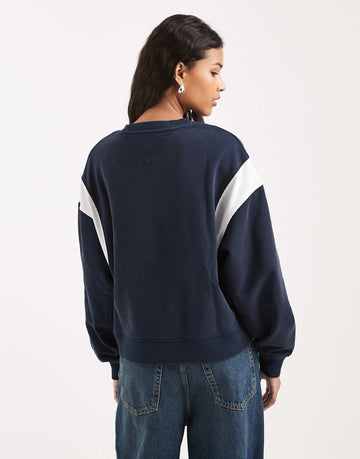 Tommy Jeans boxy fit crewneck sweatshirt navy