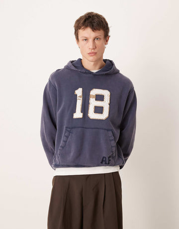Abercrombie & Fitch front graphic hoodie navy
