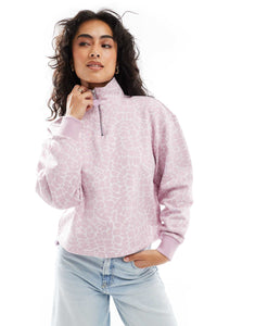 HUGO Blue dantasia half zip sweatshirt in pink