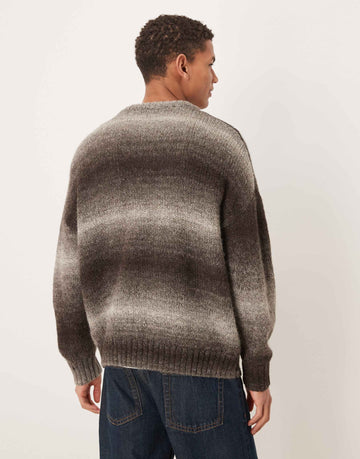 Selected oversized ombre wool blend jumper brown