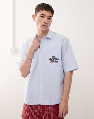 Reclaimed Vintage boxy short sleeve shirt blue