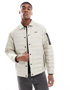 BOSS Green padded trucker jacket beige