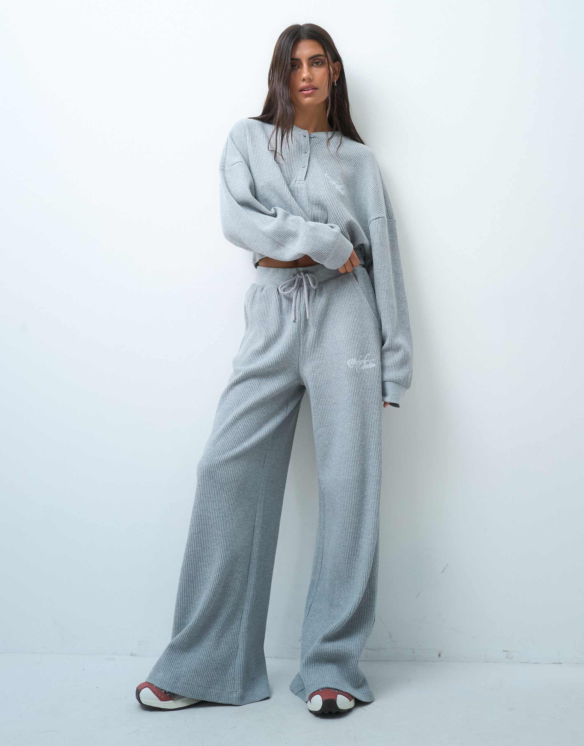 Weekend Collective waffle jogger co-ord grey