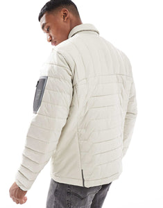 BOSS Green padded trucker jacket beige