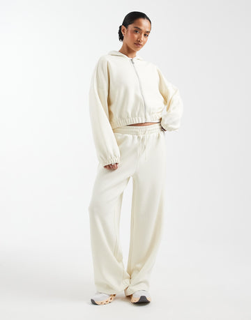 ONLY Petite soft touch hoodie & joggers co-ord in cream