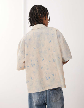 Reclaimed Vintage short sleeve boxy shirt blue floral