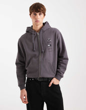 Load image into Gallery viewer, Tommy Jeans stacked zip up hoodie washed black