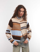 Load image into Gallery viewer, COLLUSION zip through funnel neck cardigan multi strip