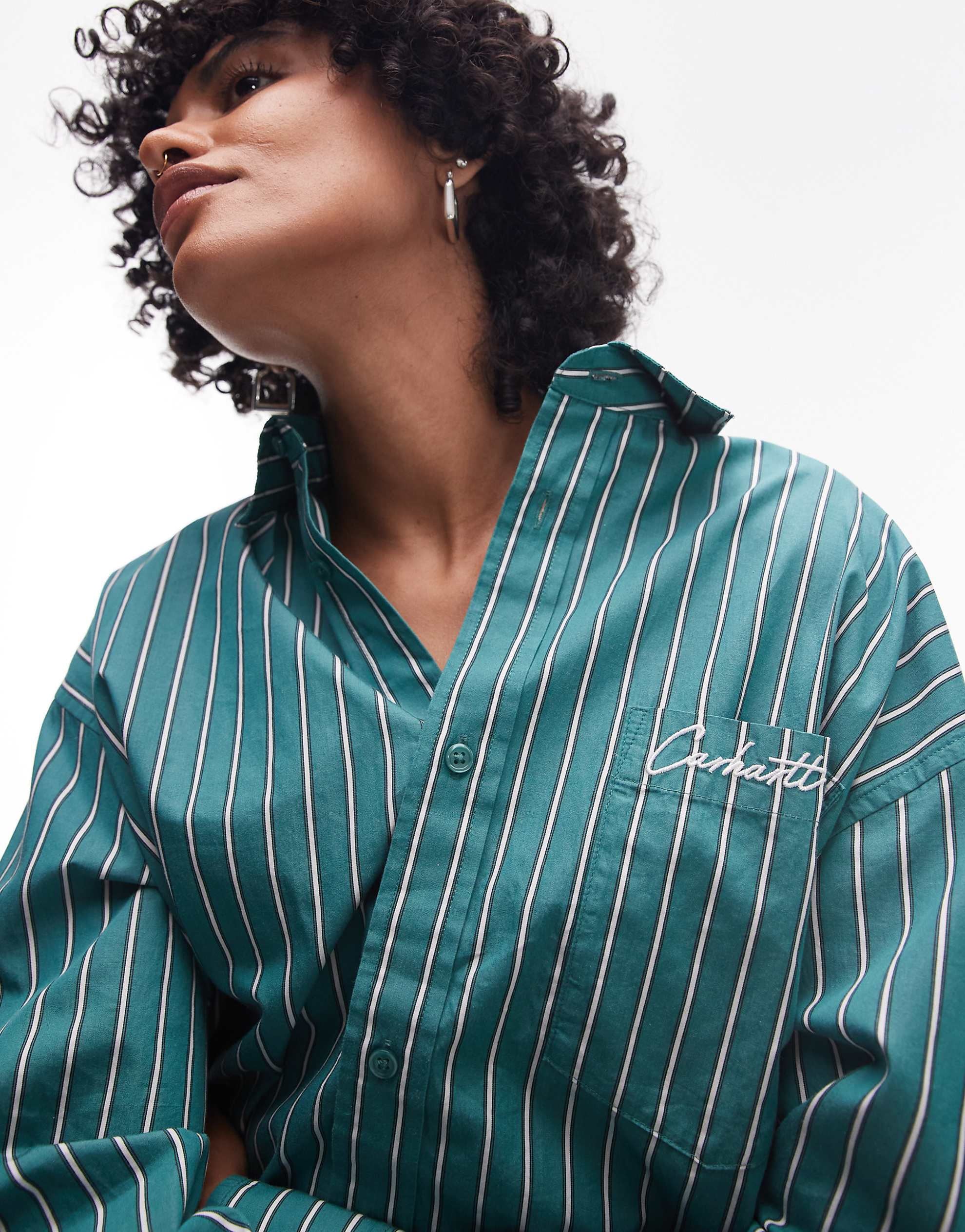 Carhartt WIP grimsby long sleeve shirt green stripe