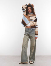 Load image into Gallery viewer, COLLUSION zip through funnel neck cardigan multi strip