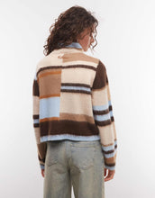 Load image into Gallery viewer, COLLUSION zip through funnel neck cardigan multi strip