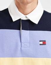 Load image into Gallery viewer, Tommy Jeans relaxed striped rugby sweater navy lilac yellow