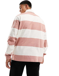 HUGO Diragbi relaxed fit rugby shirt pink