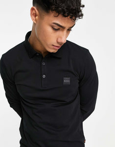 BOSS Orange Passerby long sleeve polo shirt black