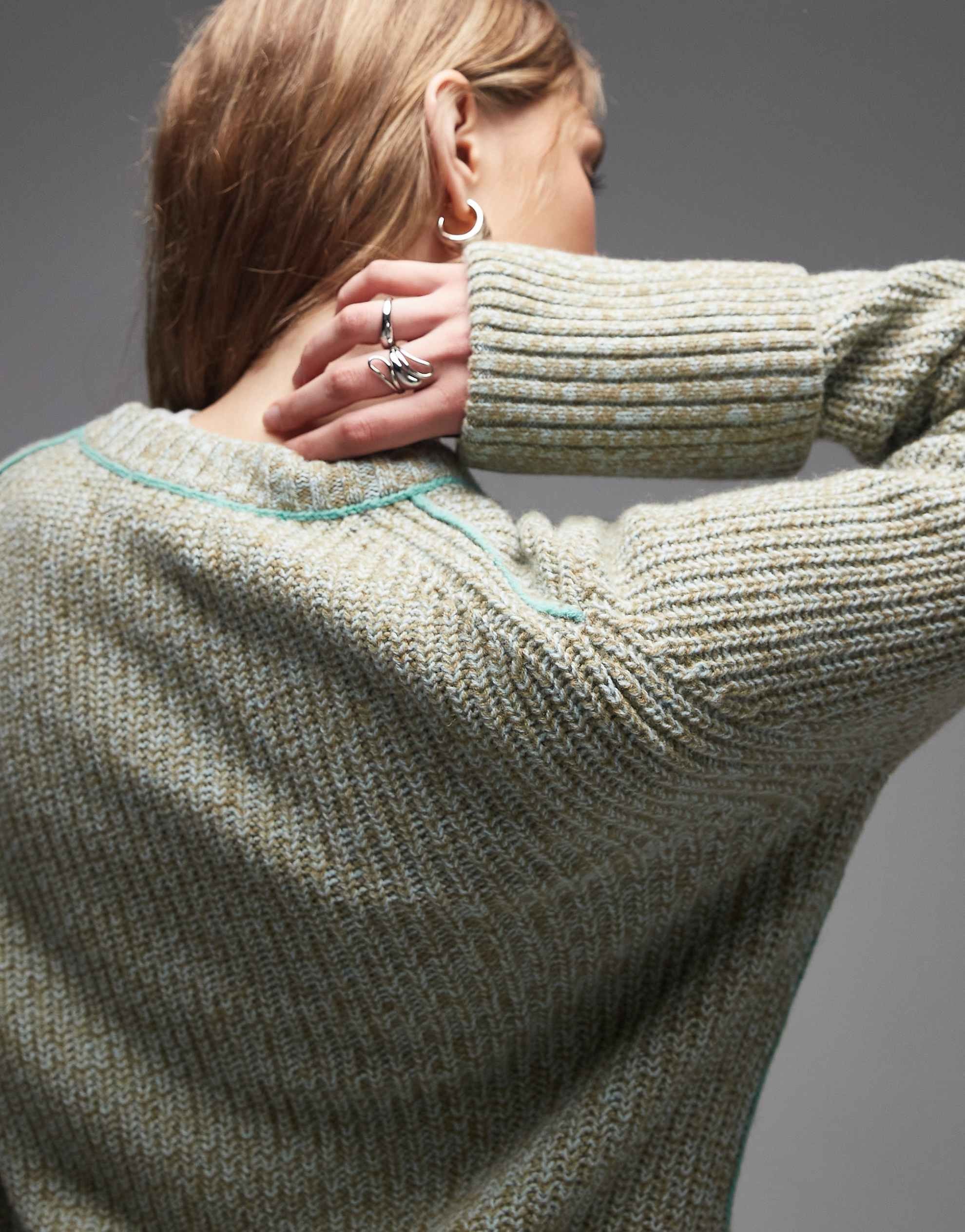 & Other Stories pure wool crew neck jumper green mint twist