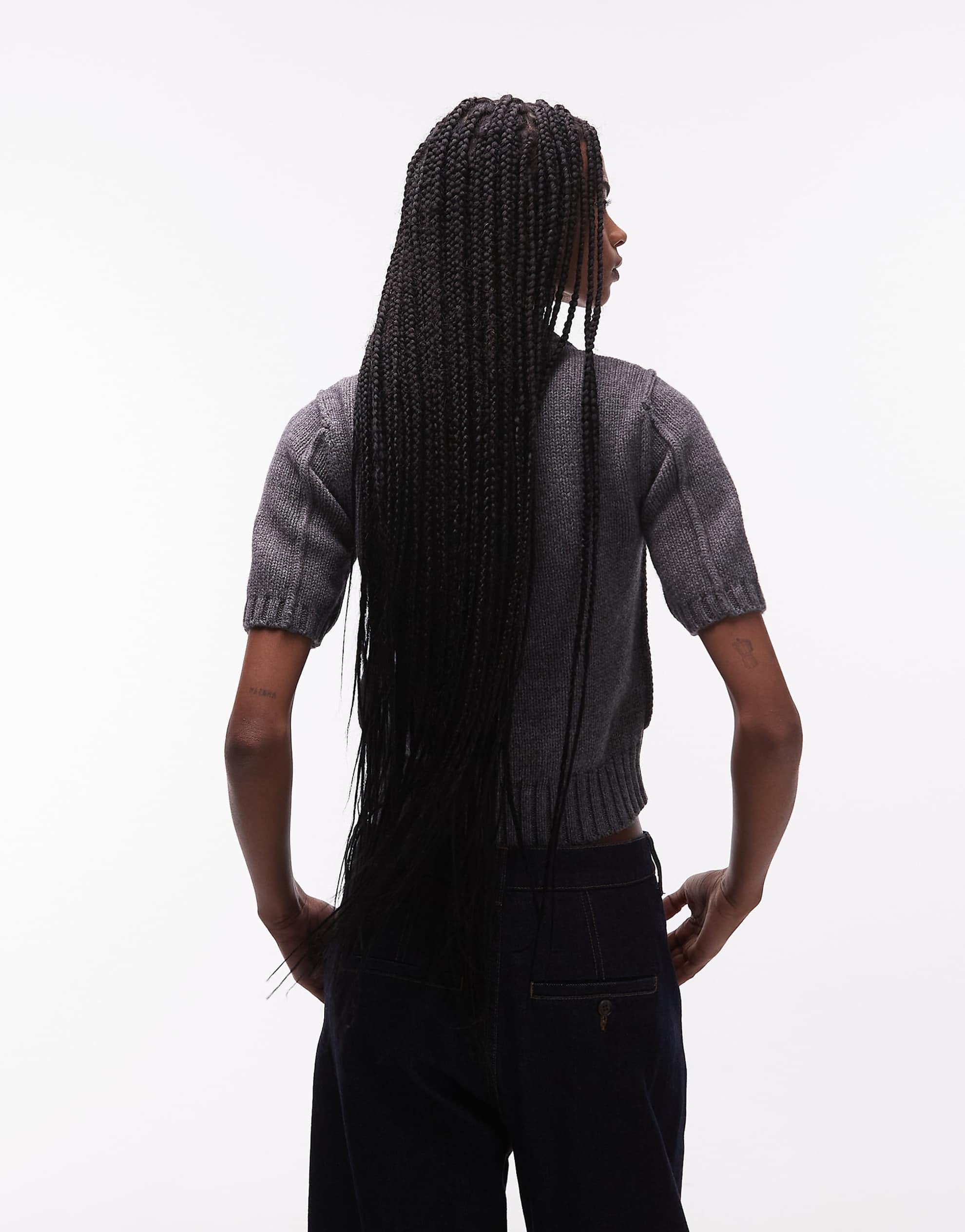 & Other Stories wool cotton blend slim cardigan grey melange