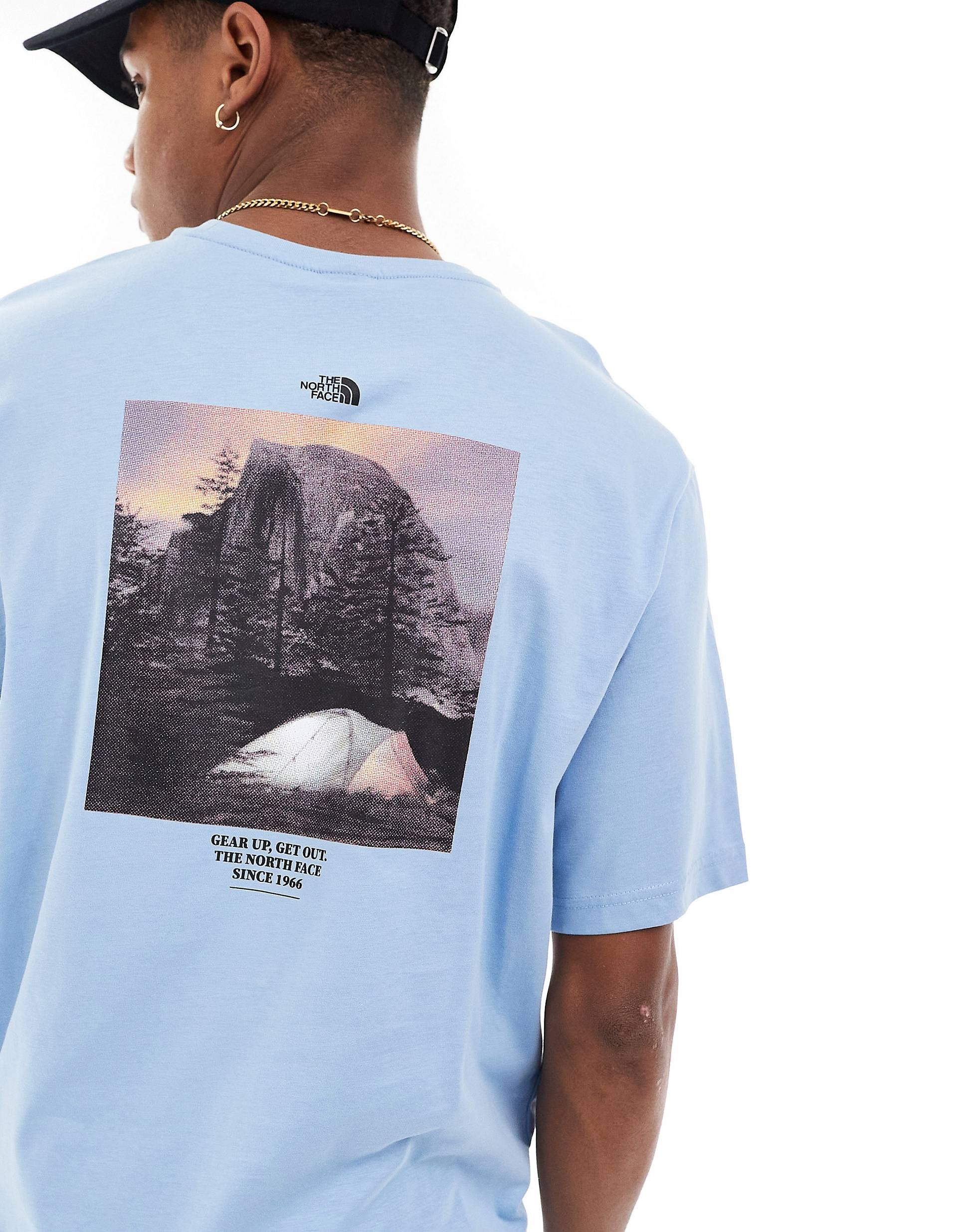 The North Face Camping retro back graphic t-shirt blue