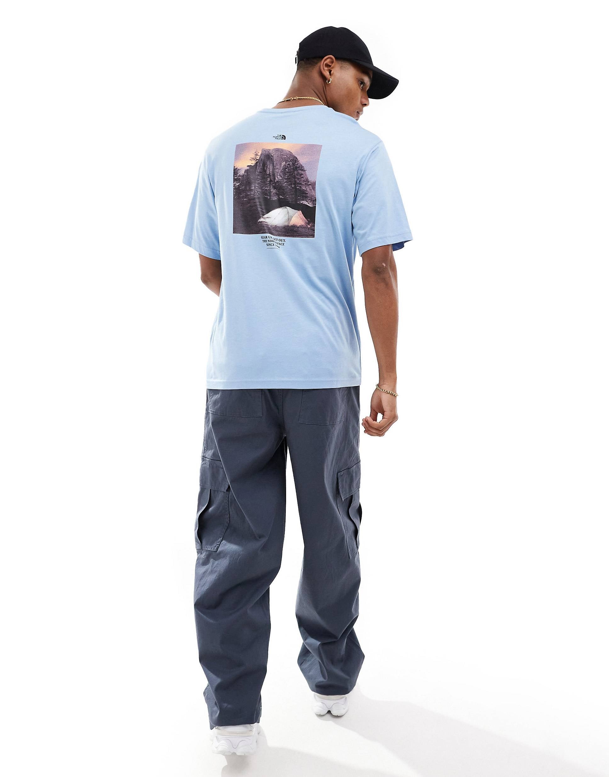 The North Face Camping retro back graphic t-shirt blue