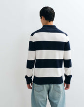 Load image into Gallery viewer, Tommy Jeans flag logo slim fit rugby shirt navy/white stripe