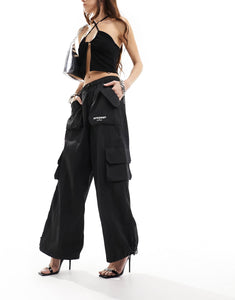 Sixth June texture nylon cargo pants black