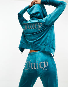 Juicy Couture co-ord velour zip up hoodie joggers diamante
