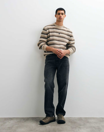 DESIGN knitted oversized striped jumper brown