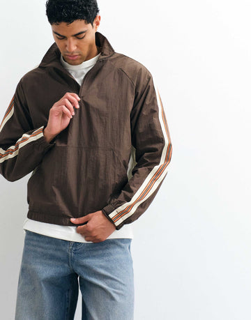 Cotton On quarter zip spray jacket brown