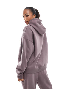 Kaiia cropped long sleeve top, hoodie & joggers co-ord purple