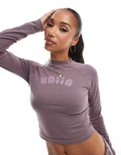 Load image into Gallery viewer, Kaiia cropped long sleeve top, hoodie &amp; joggers co-ord purple