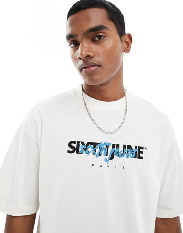Sixth June branded puff print oversized t-shirt white