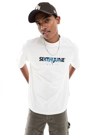 Sixth June branded puff print oversized t-shirt white