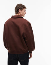 Load image into Gallery viewer, DESIGN oversized heavyweight 400gsm notch neck polo sweatshirt dark brown